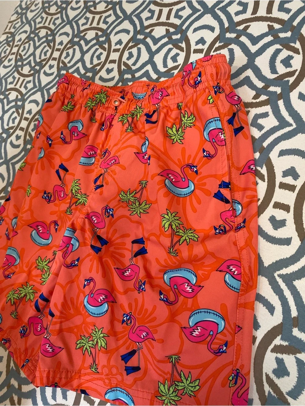 wonder nation Orange and Pink Flamingo Swim Shorts